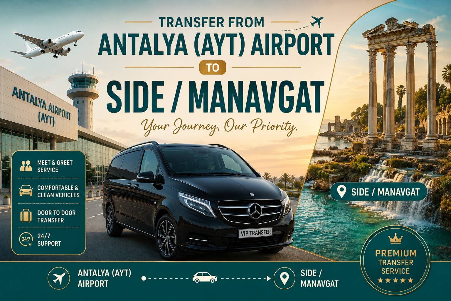 Antalya (AYT) Havalimanı’ndan Side/Manavgat’a transfer