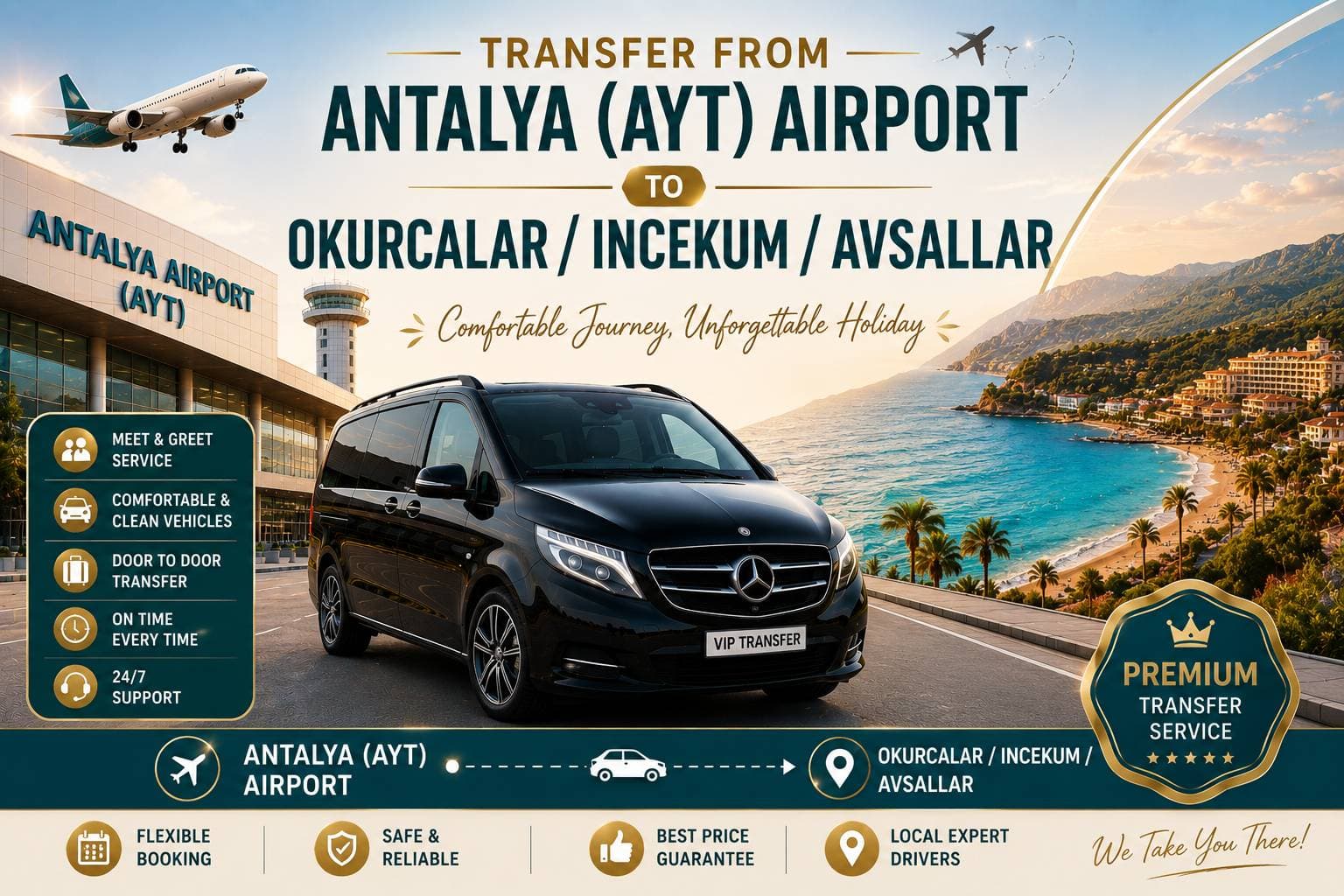 Antalya (AYT) Havalimanı’ndan Okurcalar/İncekum/Avsallar’a transfer
