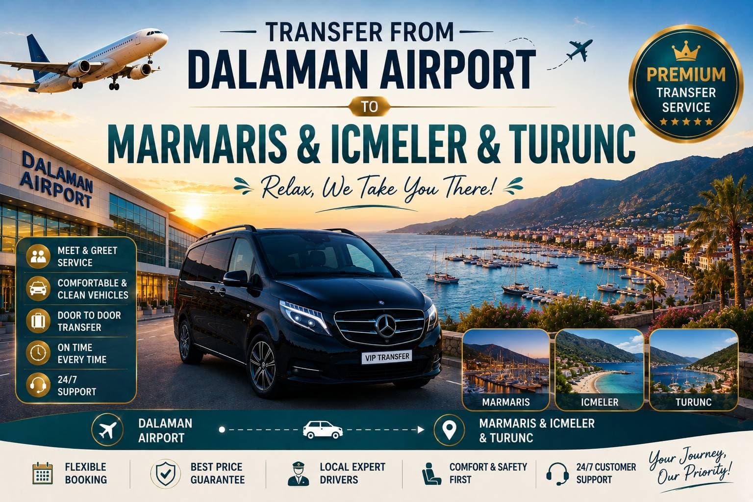 Dalaman Havalimanı’ndan Marmaris, İçmeler ve Turunç’a transfer