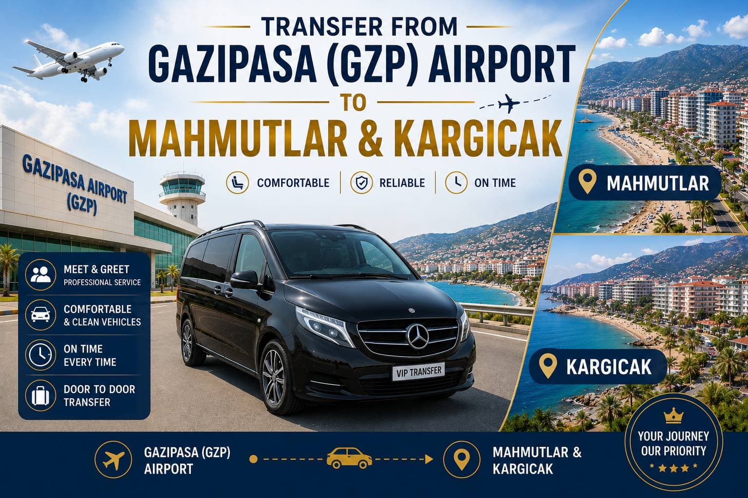 Gazipaşa (GZP) Havalimanı’ndan Mahmutlar ve Kargıçak’a transfer